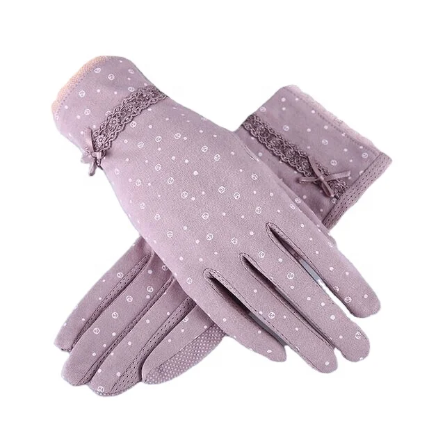 Women Screentouch Lightweight Sunblock Gloves Summer UV Protection Driving Cotton Gloves 