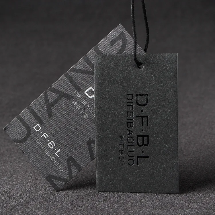 Luxury Custom Embossed Hang Tags 800gsm Black Cardboard Garment Tags ...