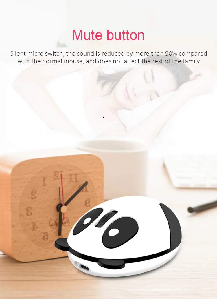 Newest 2.4GHz Wireless Optical Mouse Cute Panda Shape Mini Silent Mouse USB Interface Gaming Style Funny Computer Mouse