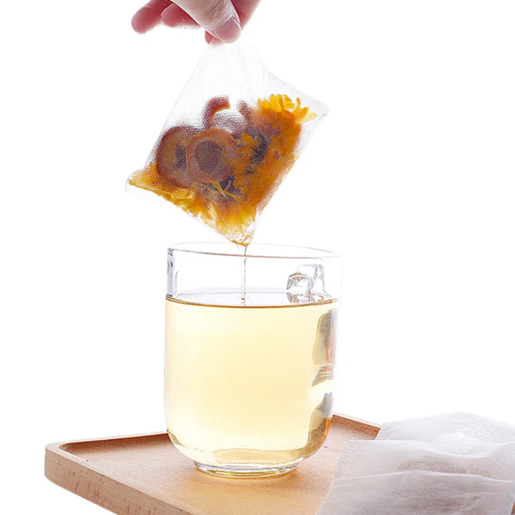 Biodegradable Corn Fiber Pla Reusable Nylon Tea Bag With Logo, Tea Filter Pyramid Bag With Draw String, Custom Empty Tea Bag