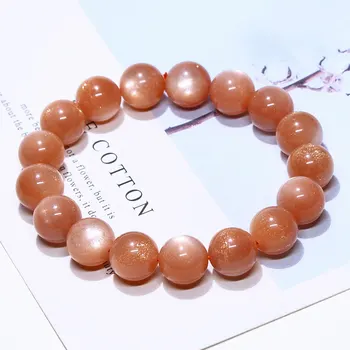 Natural SunStone Bracelet for Men and Women Golden Sands Orange Moonlight Sun StoneFashion Bead Bracelet