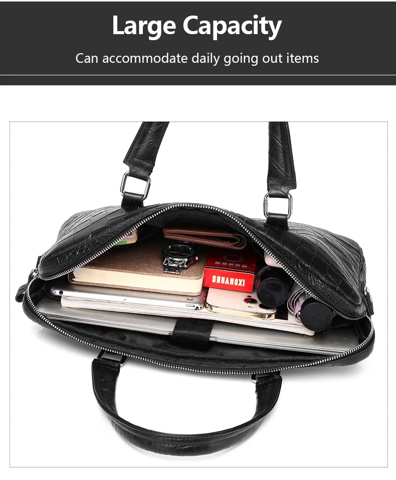 Schlatum Genuine Leather Minimalism Thin Office Laptop Bags Men