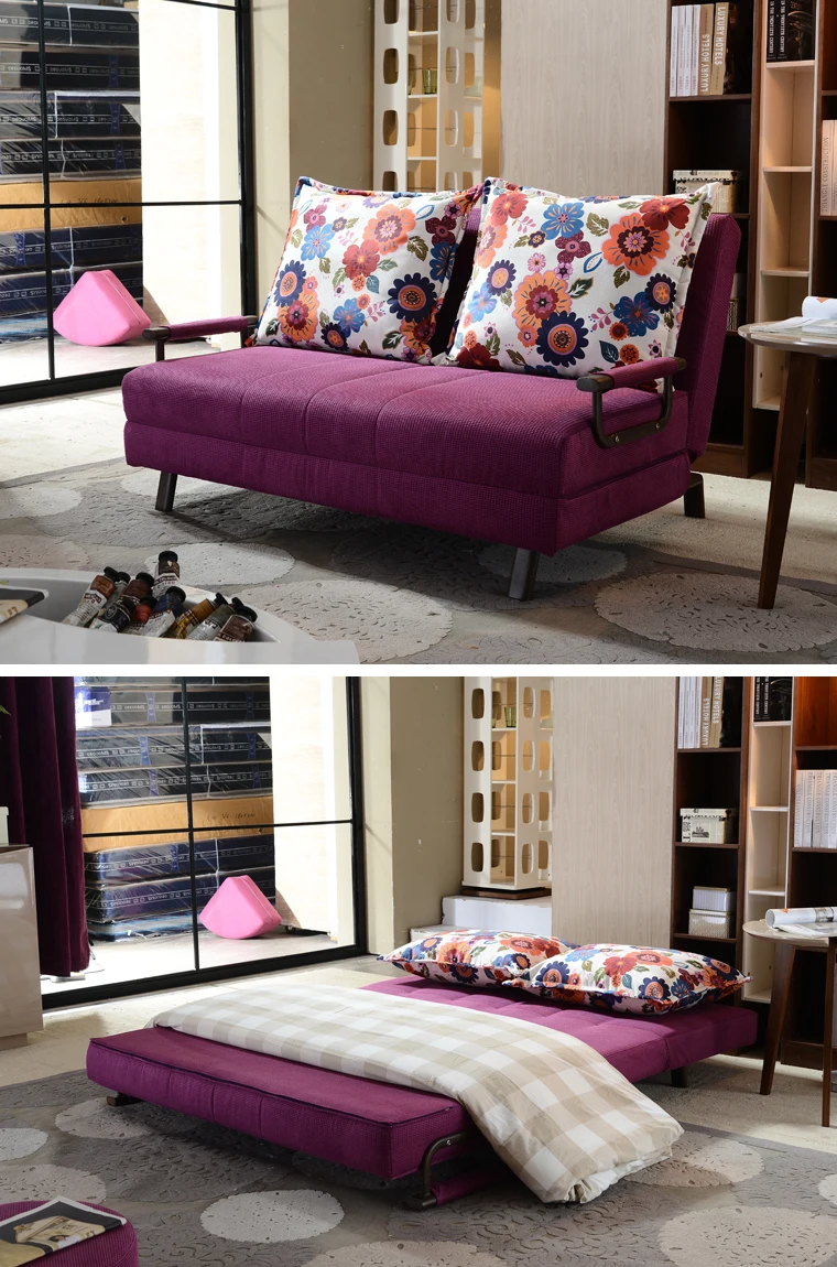 Purple Single Size Multifunctional Folding Sofa Bed One Seat Two Seat
