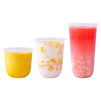 95mm disposable plastic milk tea cup Drink cup U-shaped cup 12oz 16oz 24oz custom logo