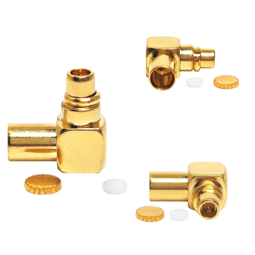 Brass MMCX RF Connector Right Angle 90 Degrees Male Plug for Welding RG405 SS405 086 Cable Coaxial RF Connectors