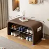 60cm dark brown U-shaped shoe changing stool