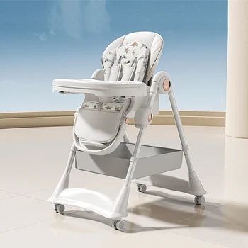 2024 New Model silla de comer bebe Height Adjustable with Wheels Feeding Eating Babi Babies Baby High Chair