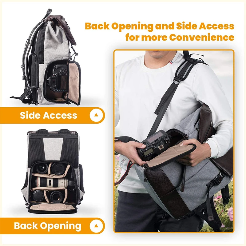 New Fashion Waterproof Large Capacity Camera Backpack 15.6inch Laptop