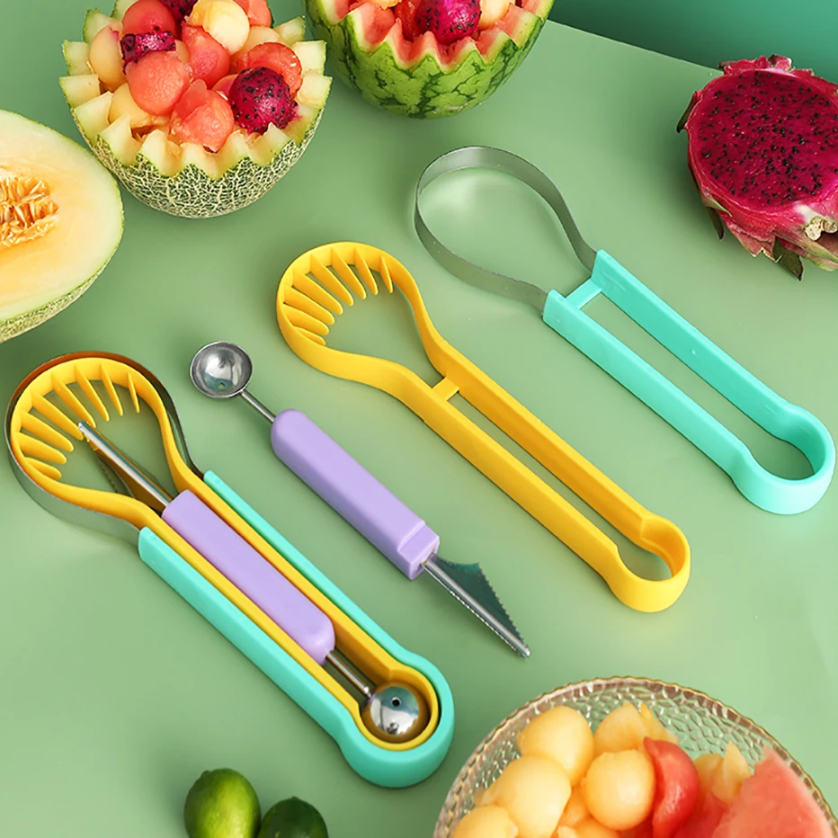 Kiwi Spoon Scoop Plastic Fruit Knife Slicer Peeler Cutter Tool x3 pieces