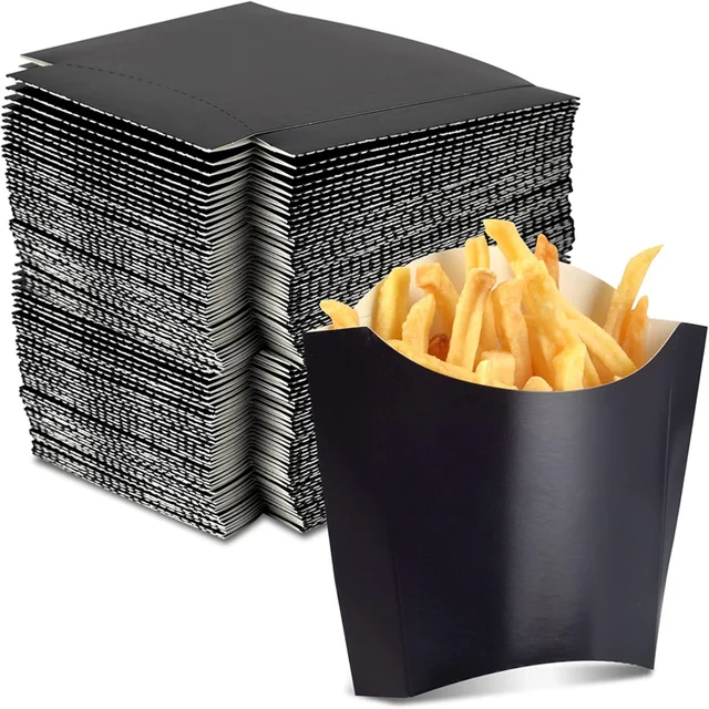 Accept Custom Order Black French Fry Containers French Fry Box for Wedding Birthday Carnival Individual Party Point