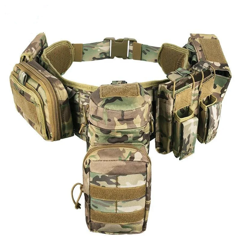 Premium Training Tactical Belt with Holster Pouch Hunting Gadget Pouch Waist Bag Detachable Outdoor Adjustable Padded Duty Belt