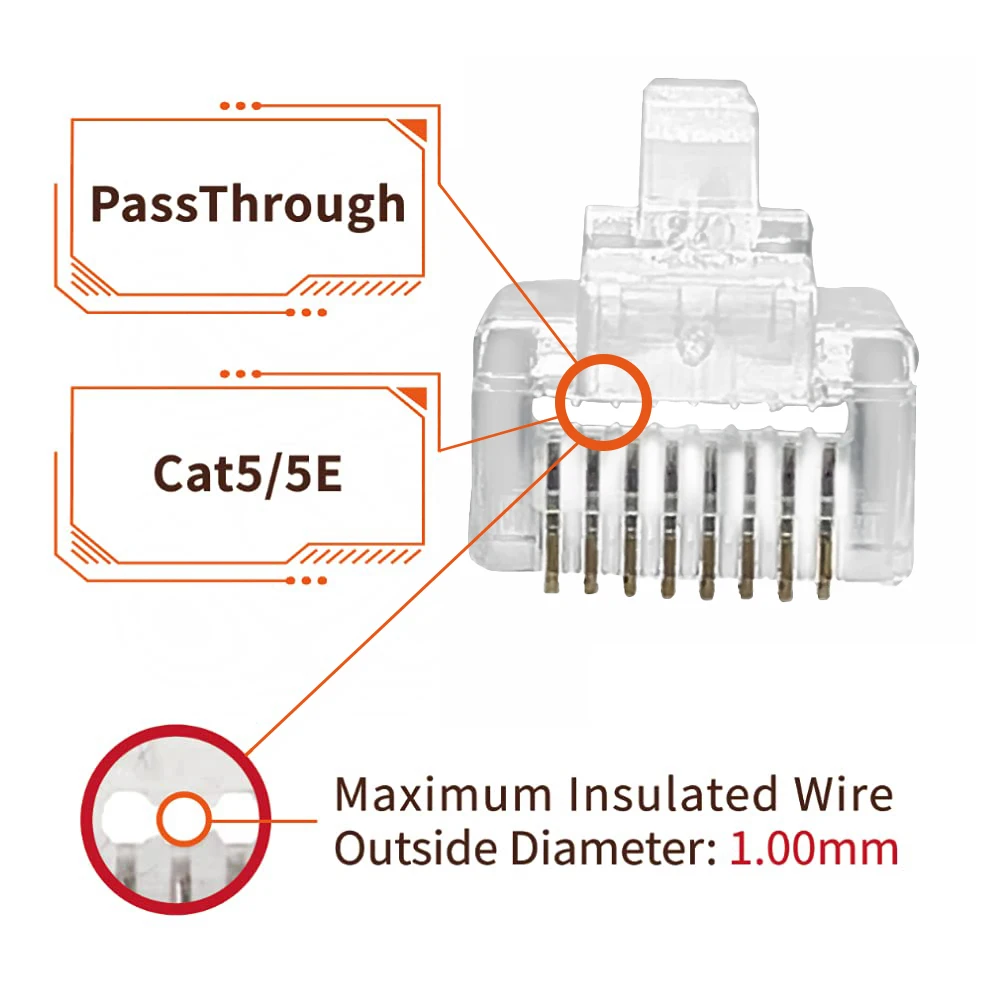 Rg45 Rj 45 8p8c Modular Plug Utp Conector Pass Through Eazy Cat6 Rj45 Connector Cat6 Cat 6 Utp