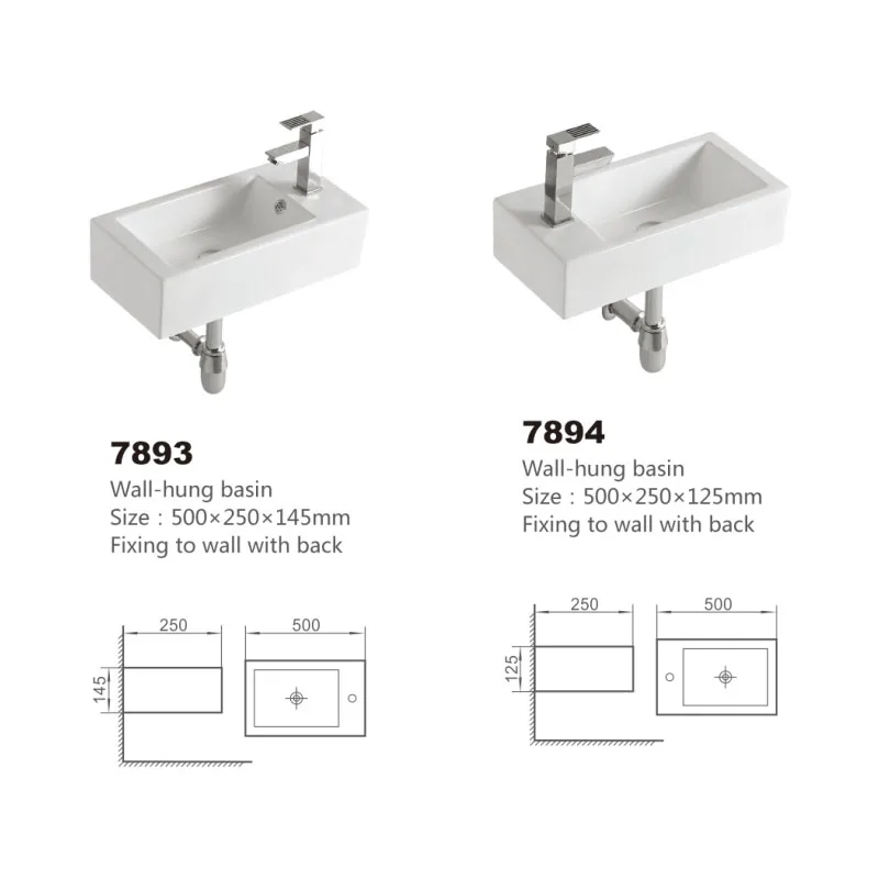 Popular Sanitary Ware Manufacturer Bathroom Square Wash Basin Wall Hung Sink Bowl