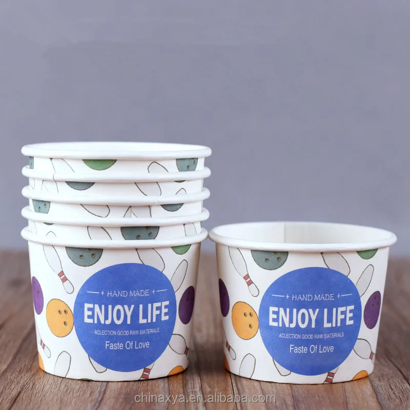 Paper Ice Cream Cup White Cardboard Yogurt Cup Customize Cake Desserts Cups Offset Printing