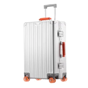 Luxury Unisex PC Aluminum Wide Trolley Suitcases Double Silent Spinner Caster Wheels Light Weight Durable Fashionable Design