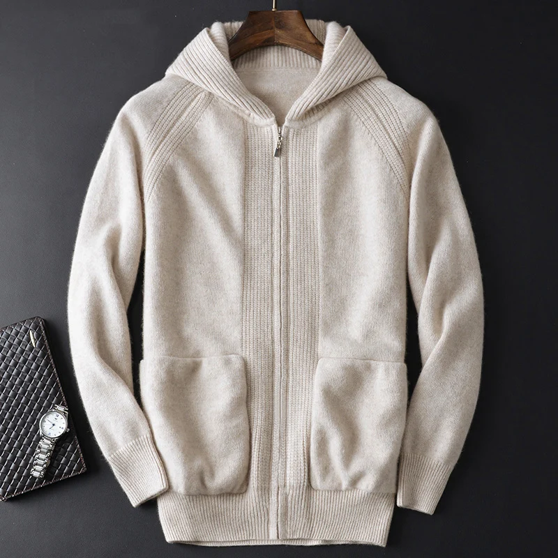 Cashmere Thermal Pullover Hoodie Zipper Collar Sweaters