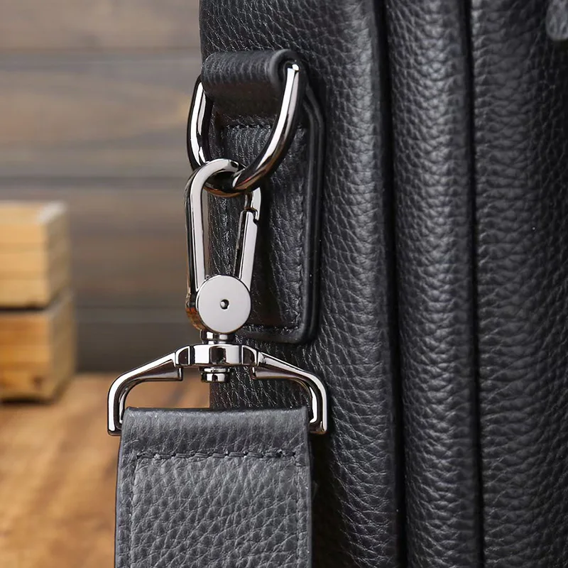 Cow Skin Cowhide Pebble Genuine Leather Computer Laptop Briefcases for Business Office Man Bag for Business Trip