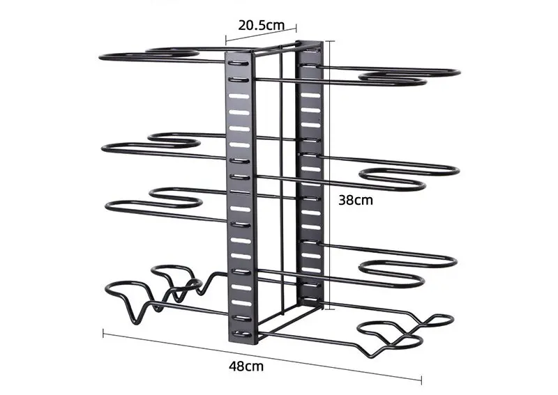 4 Layers Cookware Rack Carbon Steel Pot Rack Storage Stacking Shelves ...