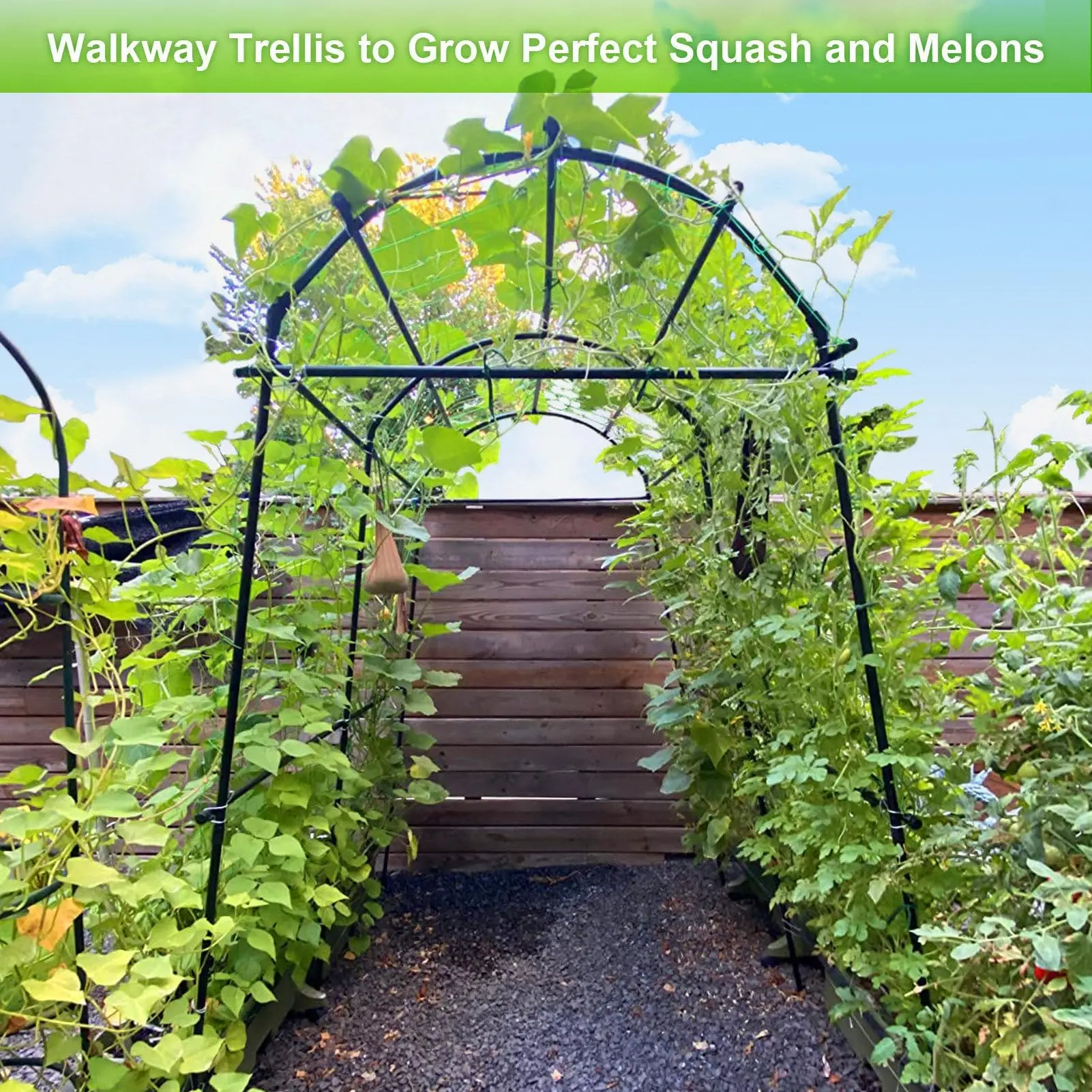 Arco da Giardino con Cancello Nero 108x45x235 cm Acciaio