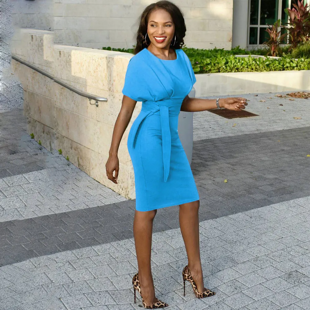 navy blue dress office Women's Blue Work Dresses