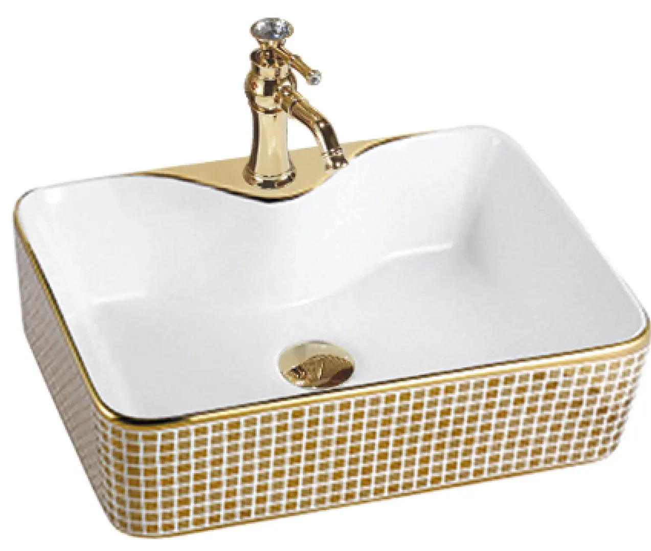 Bathroom Ceramic Top Rectangular Vanity Hand Wash Basin for Hotel Bathroom Sink