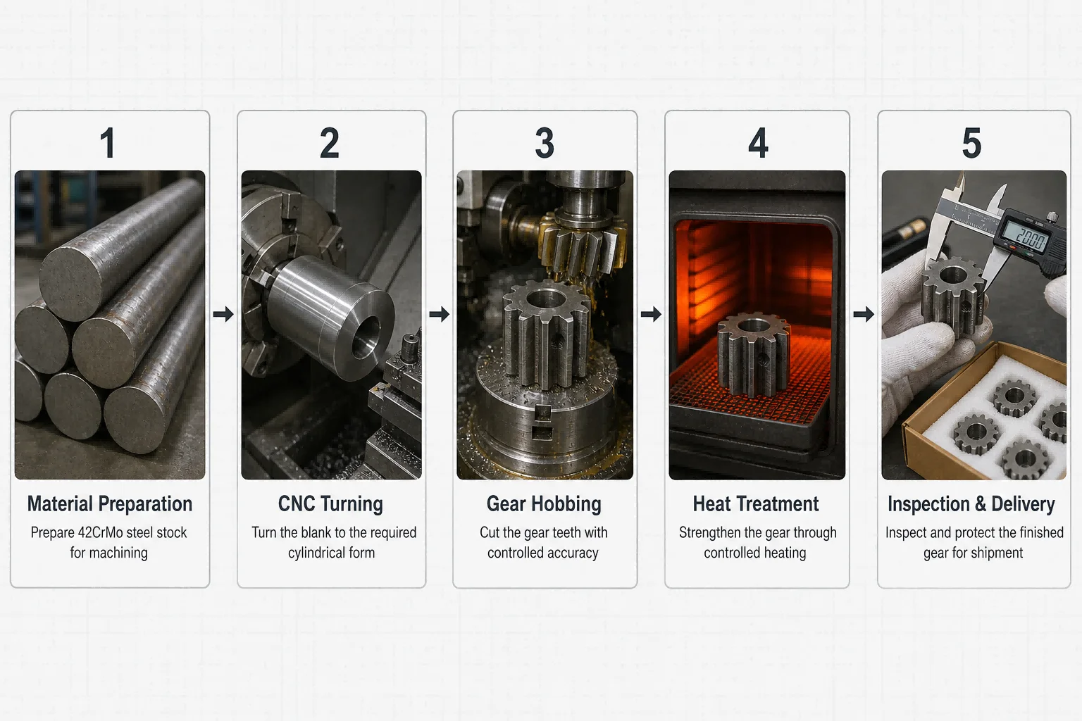 product custom cnc hobbed 42crmo alloy steel gear oem gray setscrew high precision machining parts-1