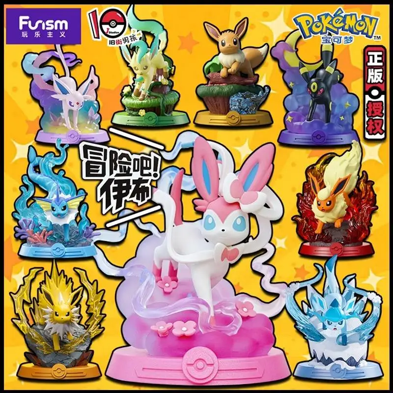 PQ Pokemoned Card Display Let's Go Eevee Pokemoned Eevee Action Figure Resin Statue Heroes Booster Box Adventurer Collection