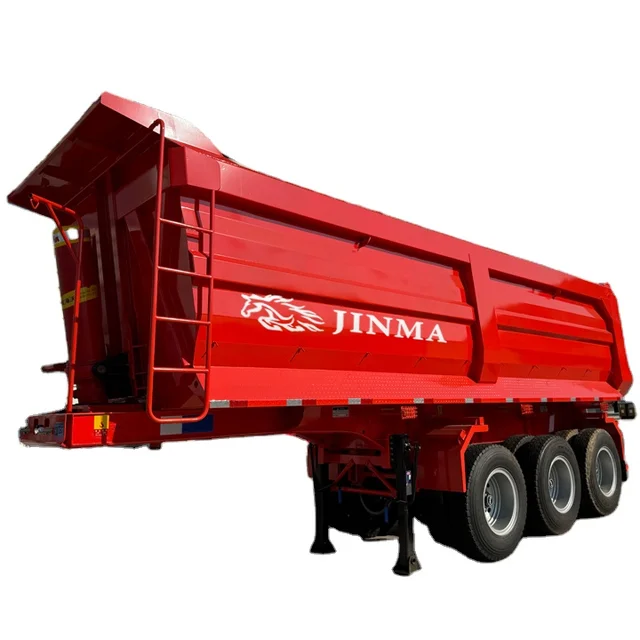 China Tri-axle Trailer Heavy Duty Load 60--80ton Hydraulic Dump Tipper Trailer Truck Rear Dumper Semi Trailers