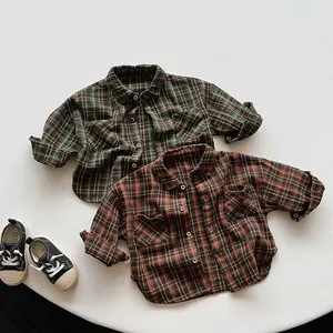 Customized Children's Plaid Shirt Spring and Fall New Boys and Girls Long-sleeved Shirts Jacket Clothes for Kids