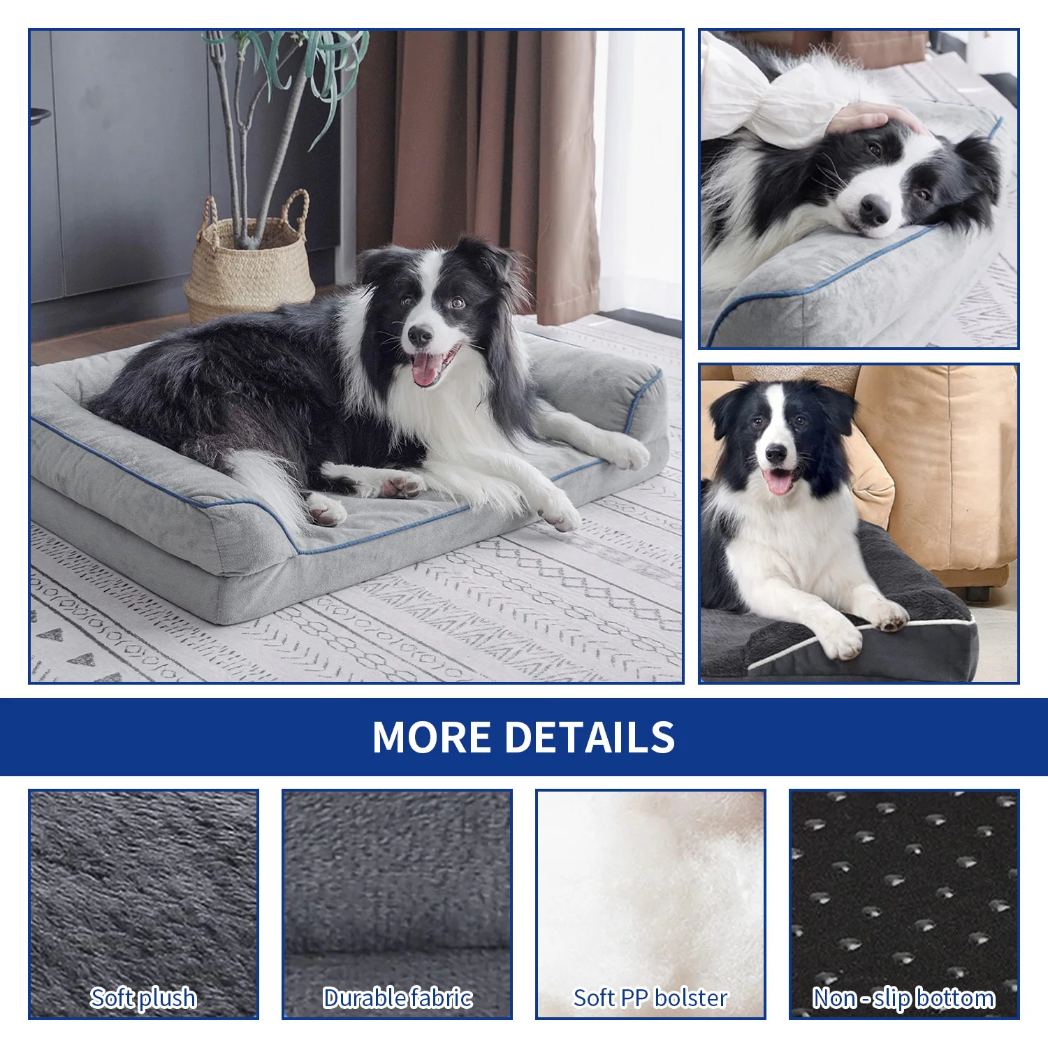 Custom washable giant fluffy soft orthopedic xl xxl big heavy duty extra large memory foam pet dog sofa bed for large dogs manufacture