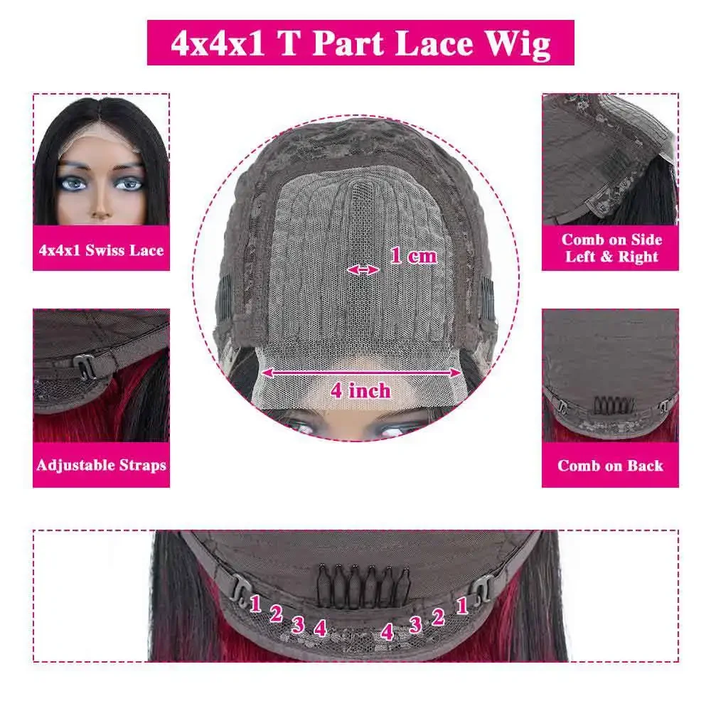 Blaue Omber-Perücke mit Spitzenverschluss, Echthaar, glatt, Bob-Perücke für Frauen_voghion.com