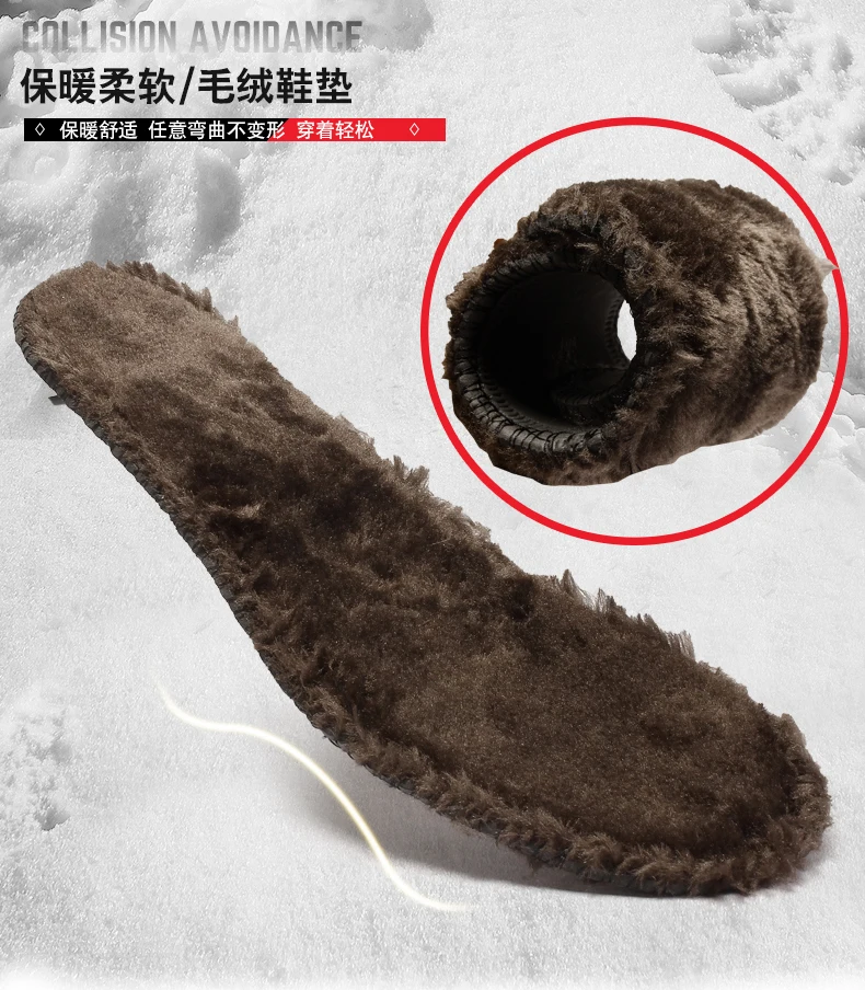 Furry Thermal Ankle Winter Outdoors Fleece Shoes Men's Casual Lace up Boots