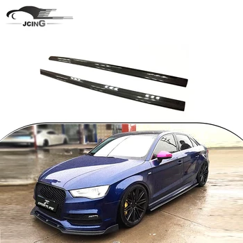 YoungerCar Carbon Fiber Style Side Skirts For 2013-2019 Audi A3 Sedan – Bottom Extension Lip Kit – Left & Right