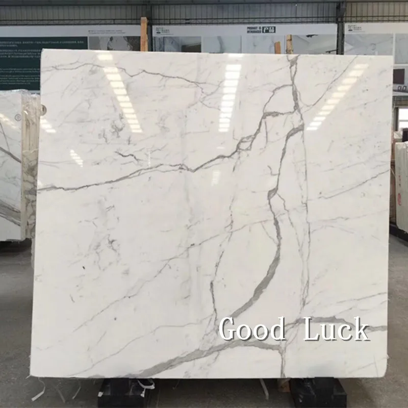 Factory Marble Slab White natural Stone Calacatta venatina stone slab Background or Countertop