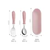pink [spoon, fork, box] set