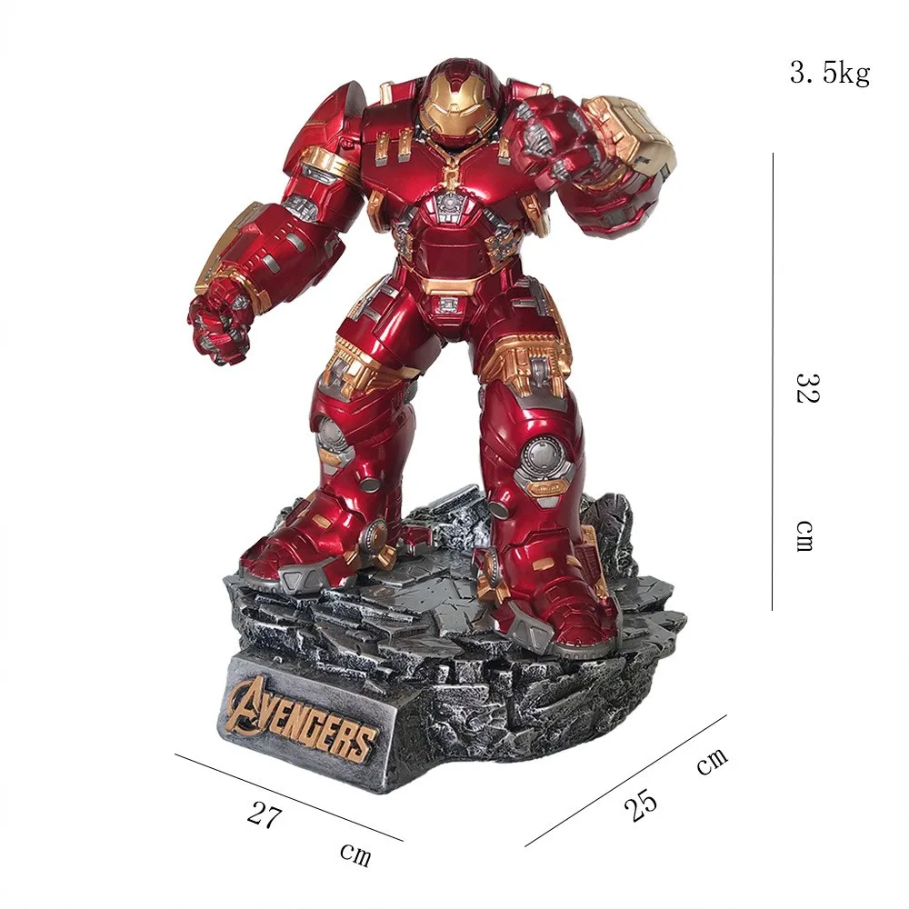 32cm Large Resin Iron Man MK44 VS HULK Statue Finish Painting Statue Ornament 