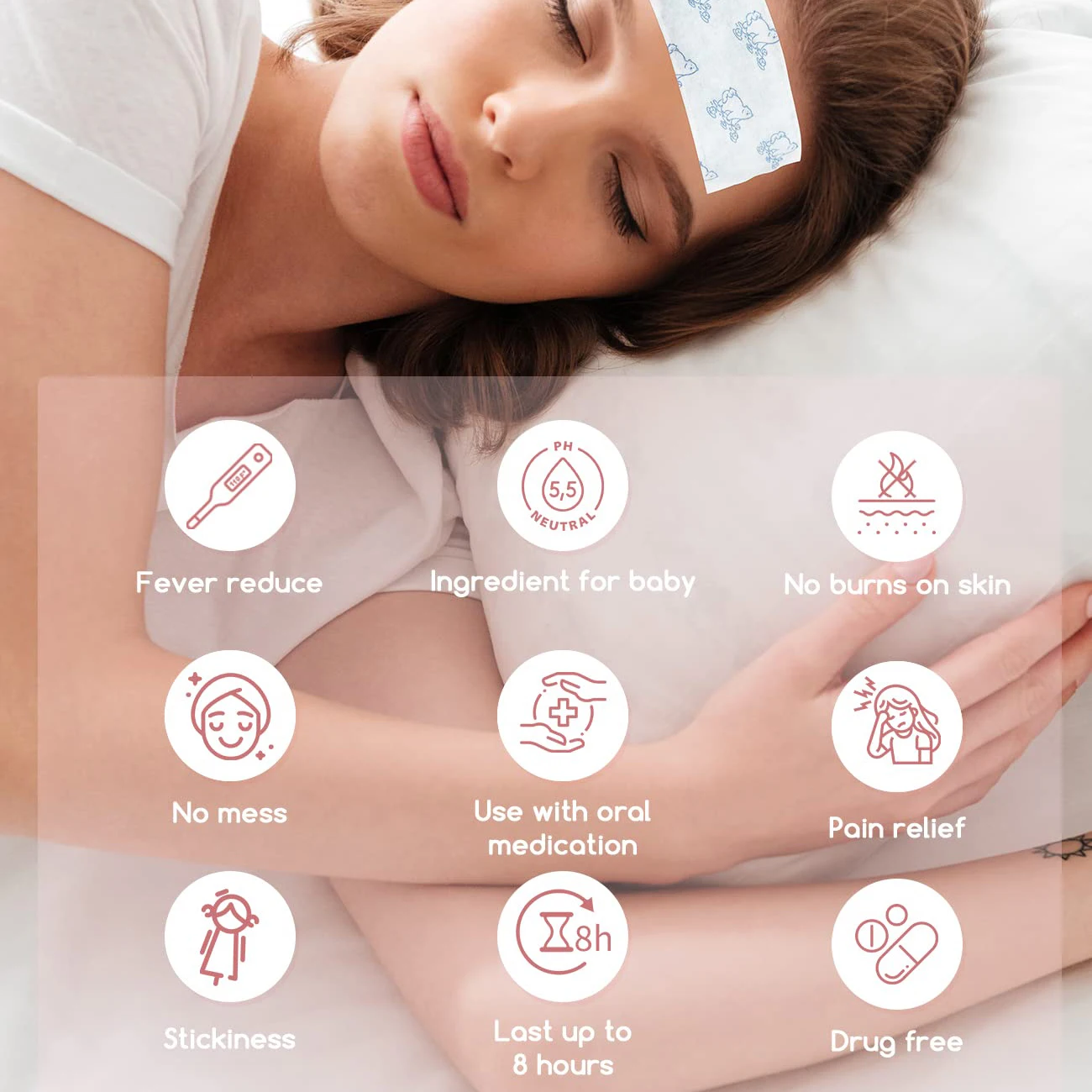 Cooling Patch Patches Discomfort Temperature Reducing Gel Cooling Patch for Fever