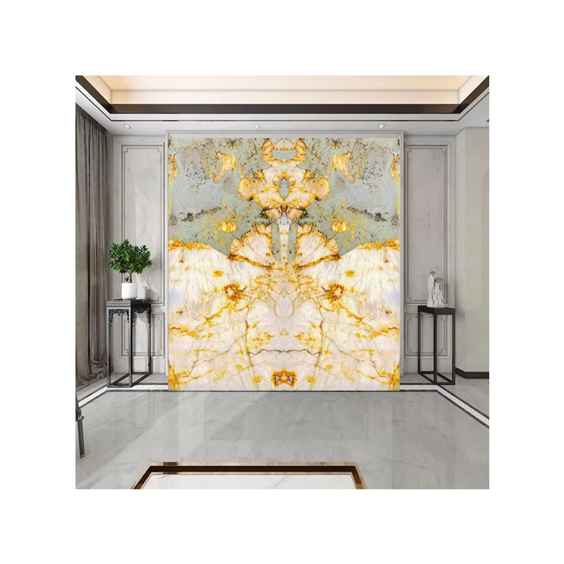 Paiastone Modern Yellow Patagonia Quartzite Exotic Translucent LED Backlight Slab Hotels' Interior Wall Floor Countertop