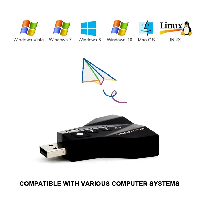 thumbnail image 2 of External Audio Adapter USB 2.0 External Sound Card - 7.1 3D Audio Adapter With Volume Control For PC & Laptop PC Audio Adapter 2 of 12