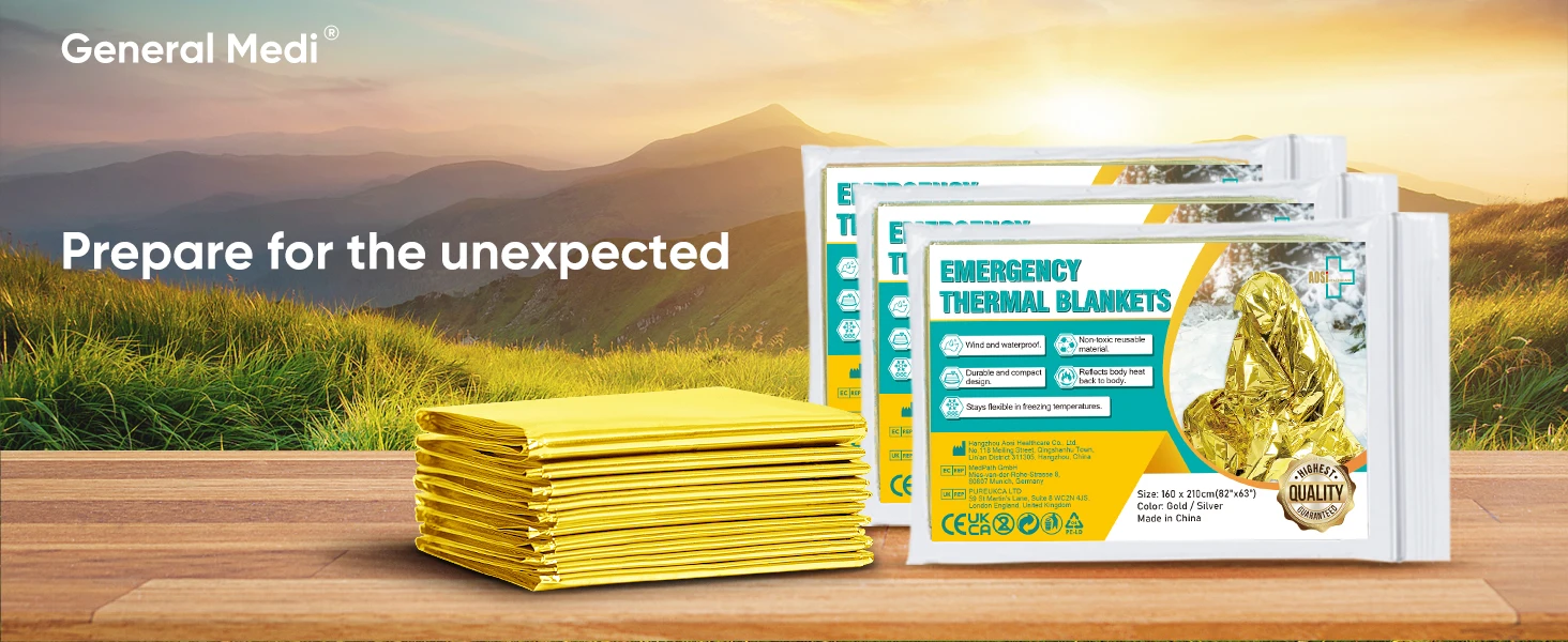 Hot Selling Thermal Emergency Blanket 12 Pack First Aid Rescue Blanket