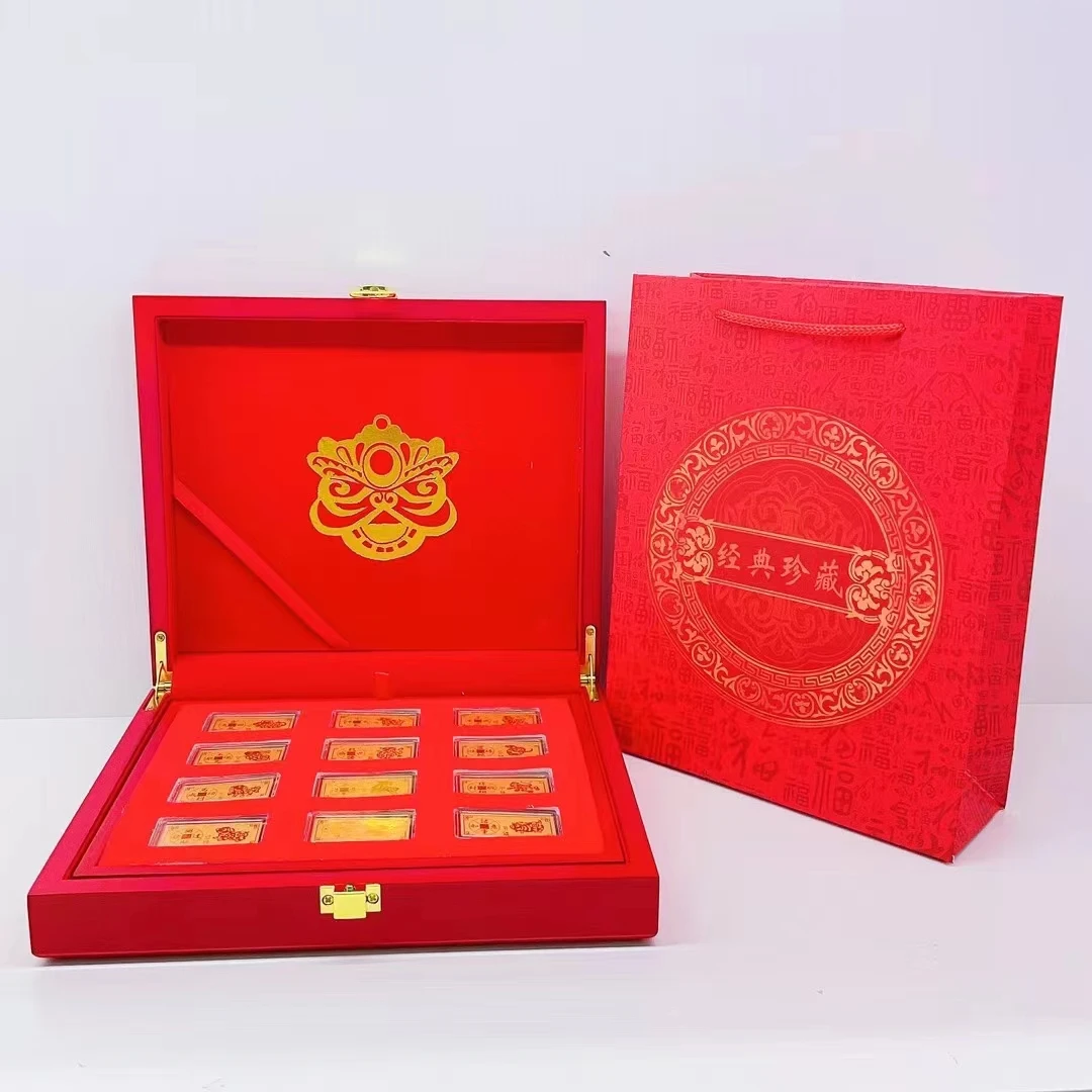 Luxury Fashion Real 999.9 Pure 24k Gold 12 Chinese Zodiacs Bars Bridal ...