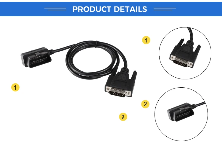 female to db15p male obd2 db15 obd 16 pin test cable for vga interface diagnostic diy programming-3