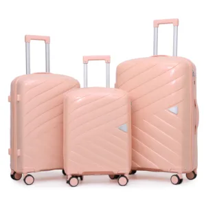 Large Luxury Business Trip Suitcase Pearlescent for Pink Shiny Face Bag with Wheels Waterproof PP Polyester Cheap Price Luggage