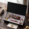 M3527 color café set 5 piezas-reloj-cinturón-bolígrafo-llavero-caja regalo