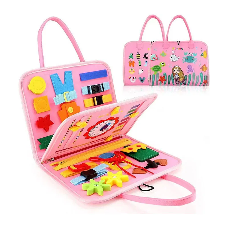 Hotsale Activity Board Montessori Kids Felt Busy Learning Basic Dress Skill Educational Travel Baby Sensory Toys