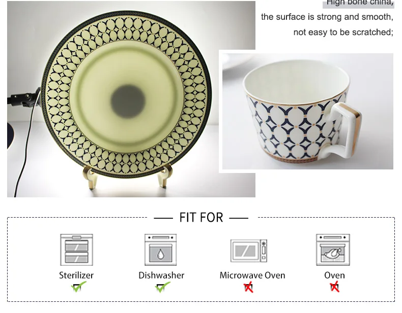 Wholesale Bone China Dinnerware Set Home Ware Navy Blue Restaurant