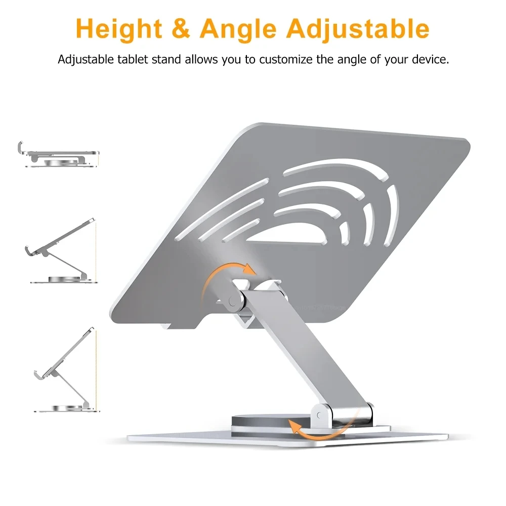 Tablet Holder Stand 360 Rotation Portable Foldable Desktop Laptop Stand Aluminium Alloy Laptop Holder