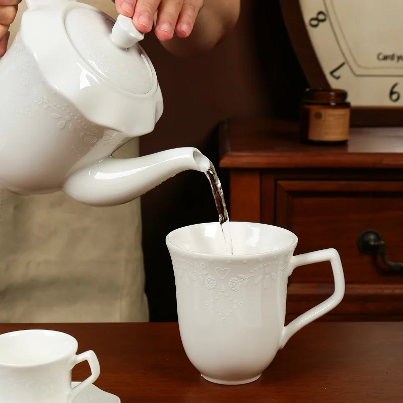 product wholesale ceramic flower prints cup and saucer set elegant tea pot set restaurant personalized decal tableware set355-3