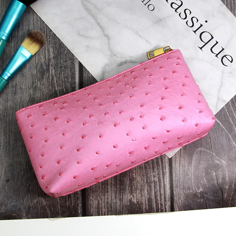 Wholesale Fashion Women Real Ostrich Leather Travel Cosmetic Clutch Bag  Personalized Makeup Bag - China Bags and Women price