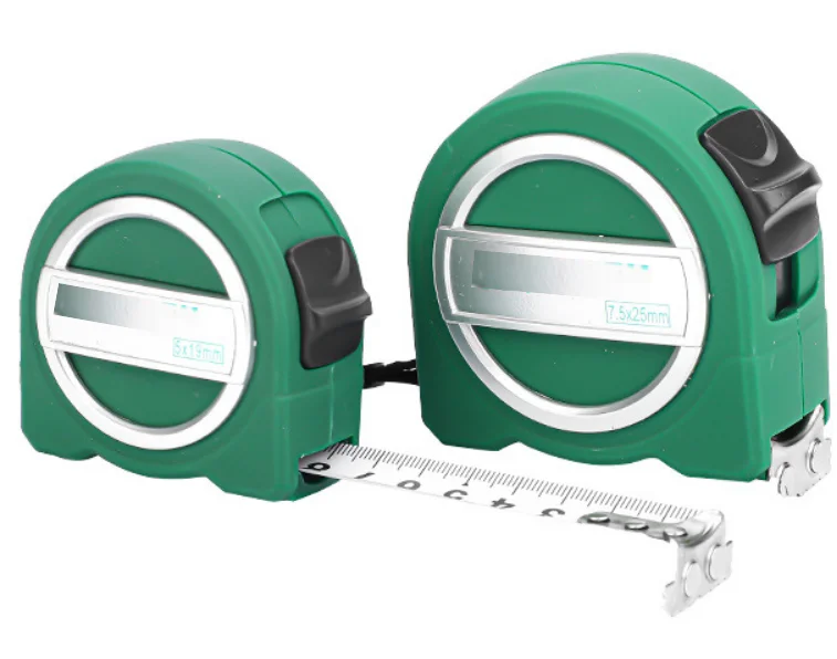 2 Packs Measuring Tape Measure 5M Retractable Ruler Stainless Steel Measurement  Tape 25mm Wide, Green ABS Shell 